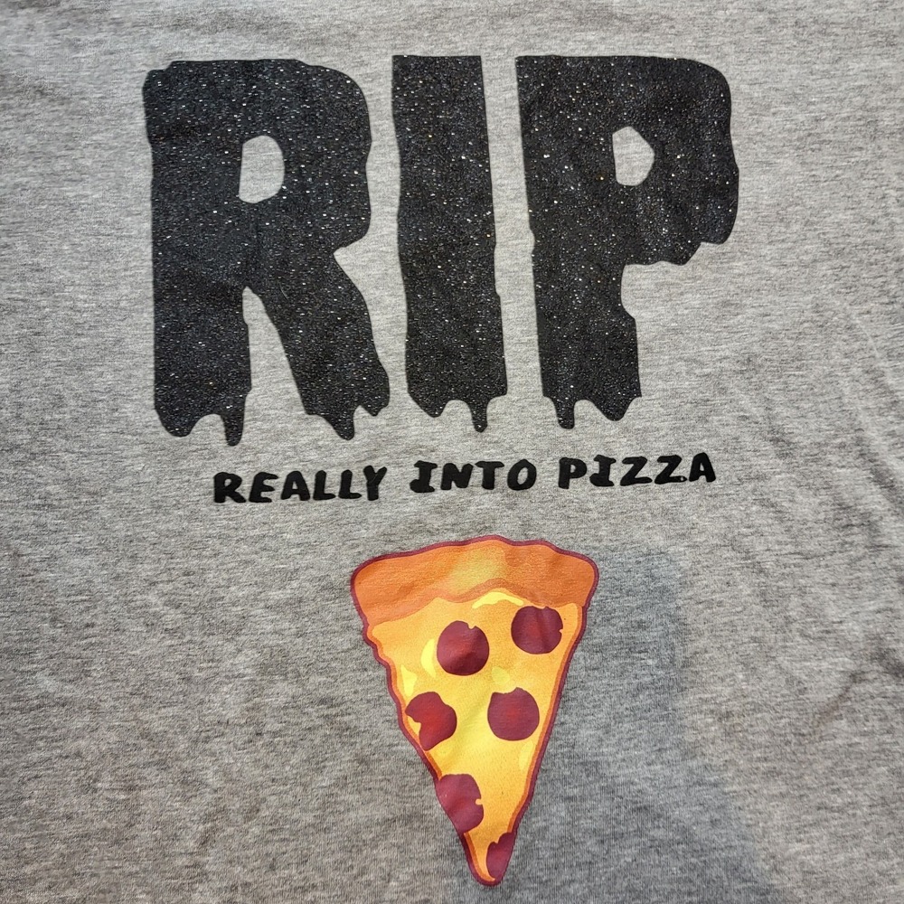 Freeze Women's Halloween T-shirt/Top R.I.P- Rest In Pizza, Gray Sze. XL/EG - Picture 5 of 8